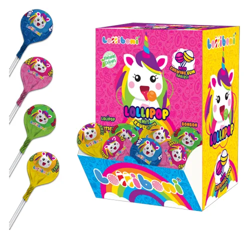 Unicorn Lolly mit Kaugummi 100pcs