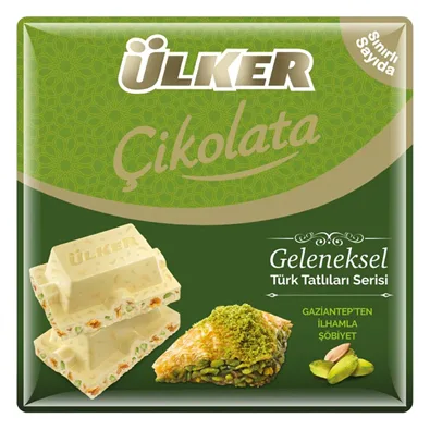 Ülker Weiße Schokolade mit Pistazien und Söbiyet Baklava Stückchen 60g