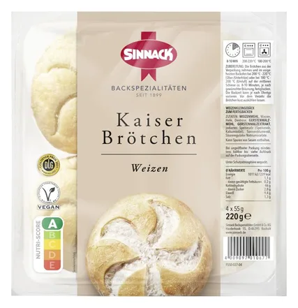 Sinnack Kaiser Brötchen Weizen 4x55g