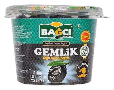 Bagci Schwarz Oliven Gemlik Yagli El Secmesi 400g