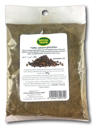 Pfeffer schwarz gemahlen Royal Farm 80g
