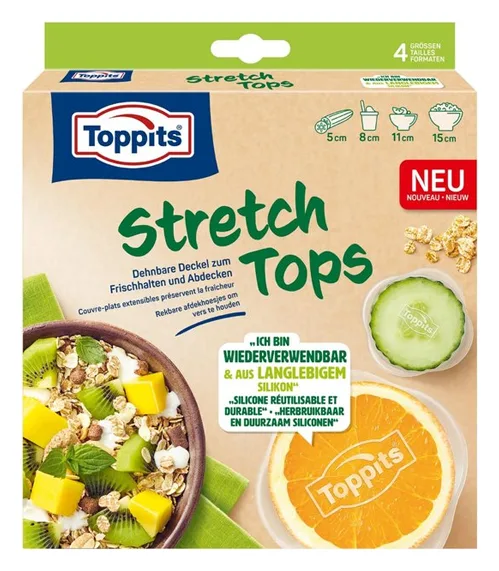 Toppits Stretch Tops Silikon Abdeckungen 5, 8, 11, 15 cm 4stk