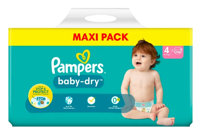 Pampers Windeln Baby Dry 4, 106pcs