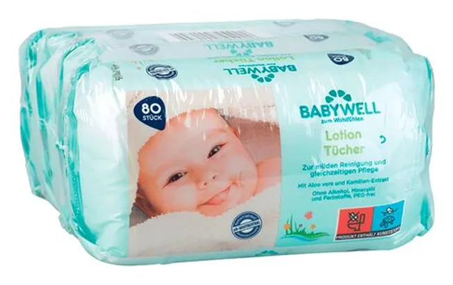 Babywell Lotion Tücher 4er Pack 80 Stück