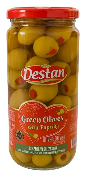 Destan Grüne Oliven mit Paprika 280g