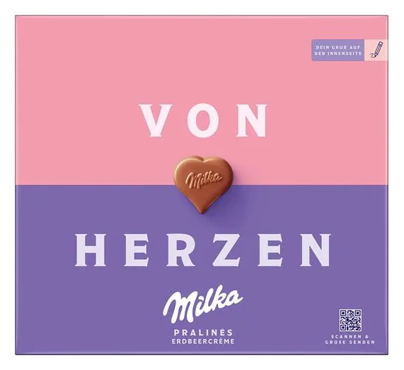 Milka Pralines Erdbeercreme Von Herzen 110g