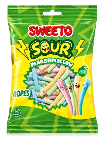 Sweeto Marshmallow Sour Ropes 100g