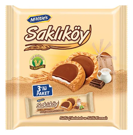 Ülker Sakliköy Vollkornkekse mit Milchschokolade (3x100g)