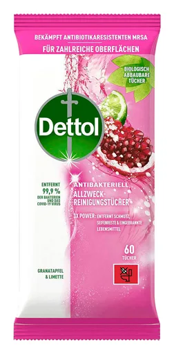 Dettol Reinigungstücher Granatapfel & Limette 60pcs