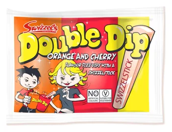 Swizzels Orange&Kirsch Schleckerpulver und Swizzelstick 18g