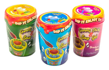 Gummy Sticks & Sour Gel Erdbeeren 90g