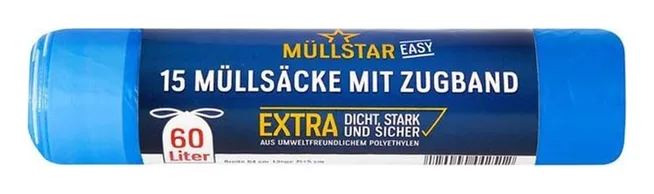 Müllstar Müllsäcke mit Zugband 15x60L