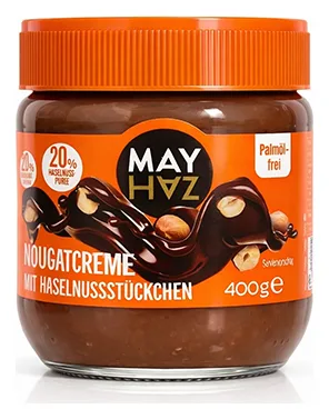 MAY HAZ Haselnuss Nougatcreme m. Haselnussstückchen 400gr