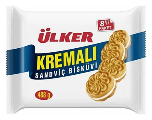 Ülker Kremali Bisküvi Muz Aromali (8x61g) 488g