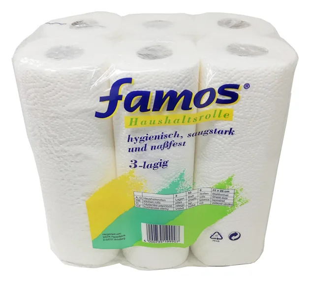 Famos Haushaltsrolle 3 lagig 6 Rollen 3lagig